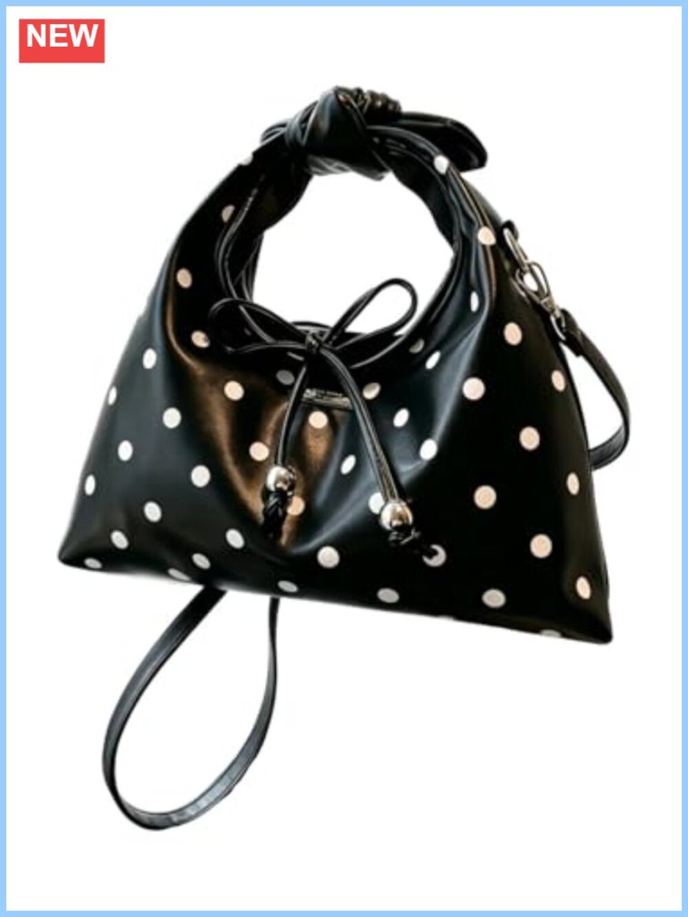 PU Leather Polka Dots Shoulder Bag Magnet Closure Adjustable Strap